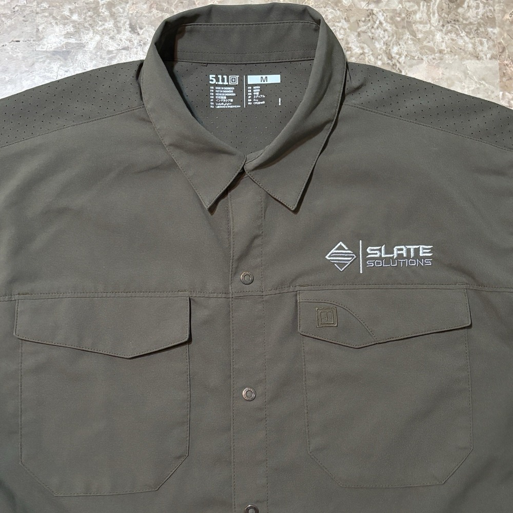 5.11 Tactical Shirt Mens Medium Green Freedom Flex Snap Slate Solutions Tactical